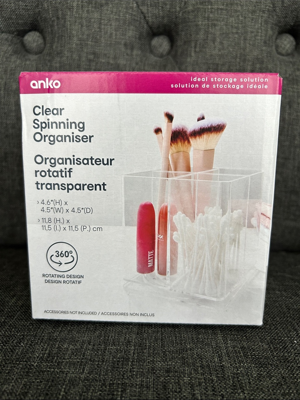 NEW 🆕 Clear Spinning Organiser - Transparent 4.6x4.5x4.5 in
